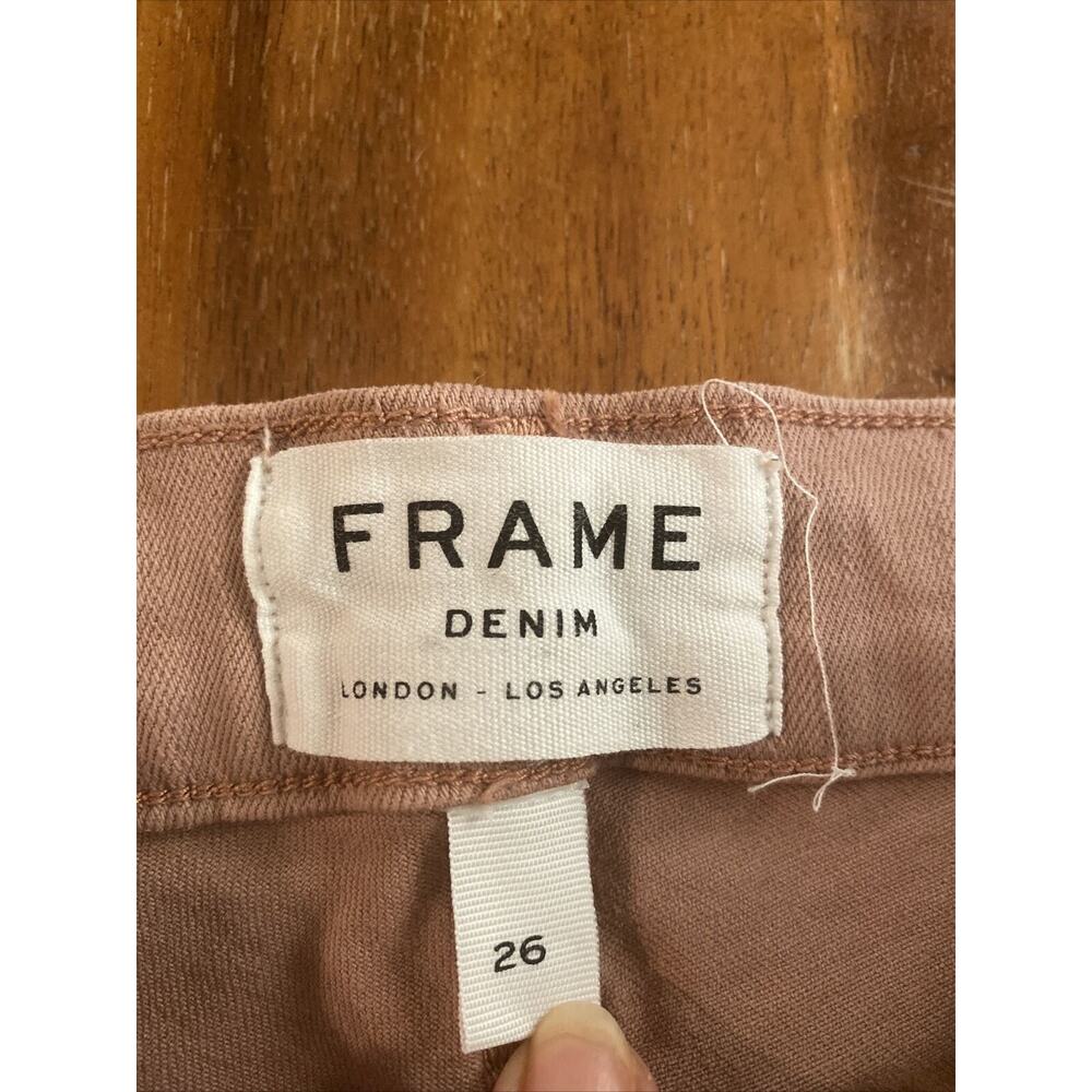 FRAME Le High Skinny White Raw-Hem Edge Jeans Size 26, dusty rose, Tiny Pen Mark - Picture 2 of 14